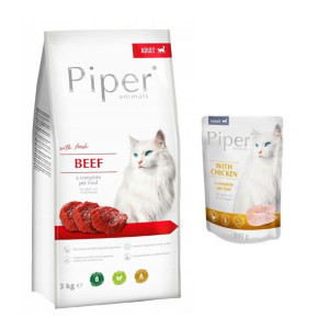 DOLINA NOTECI Piper Animals z wołowiną dla kotów 3kg + Piper dla kota z kur