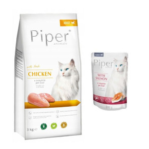 DOLINA NOTECI Piper Animals z kurczakiem dla kotów 3kg + Piper dla kota z ł