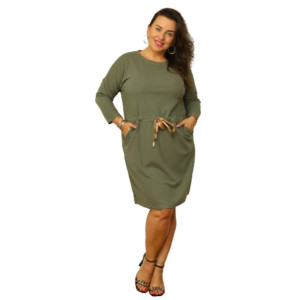 Sukienka Z Wiązaniem Duże Rozmiary Moon-632 3xl Khaki