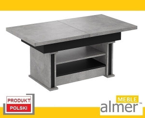 Ławostół Stół Ława L16 Szuflada Półka Rozkładana 170cm jasny beton czarny