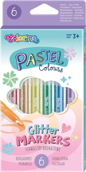 Pastelowe flamastry BROKATOWE 6 kolorów Colorino