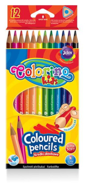 Kredki ołówkowe trójkątne 12 kolorów - Colorino Kids