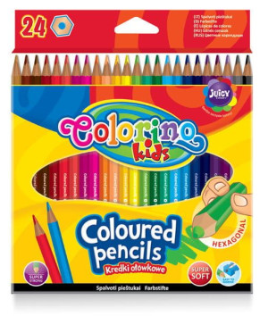 Kredki ołówkowe heksagonalne 24 kolory - Colorino Kids