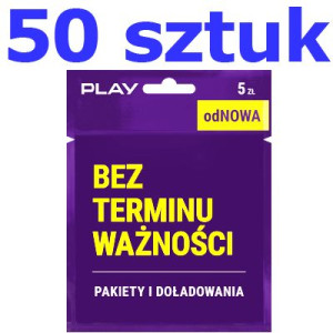 50x starter Play Odnowa na kartę 5 zł karta 3w1 sim / micro / nano