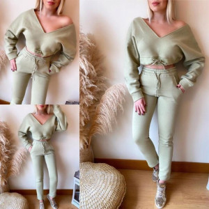 Zestaw z dzianiny, bluza z dekoltem S