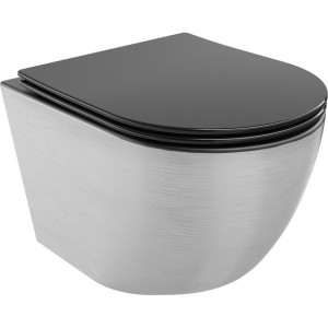 Mexen Lena miska wc Rimless z deską wolnoopadającą slim, czarna mat/srebrna