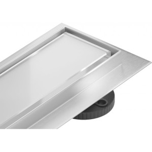Mexen Flat 360° MGW odpływ liniowy obrotowy 90 cm białe szkło - 1027090-40