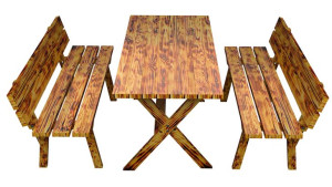 Komplet Mebli Ogrodowych Drewniany Lakierowany 150 Cm Opalny