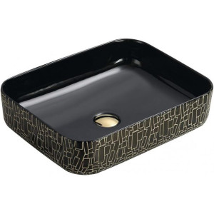 Mexen Lorita umywalka nablatowa 51 x 39 cm czarna/złota - 22135163