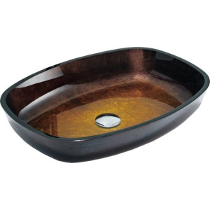 Mexen Araks szklana umywalka nablatowa 54 x 39 cm, złota ciemna - 24155451