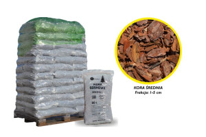 ŚREDNIA kora sosnowa przesiewana 80l paleta 36szt