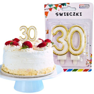 Świeczka Urodzinowa na Tort Cyfra 30 Złota