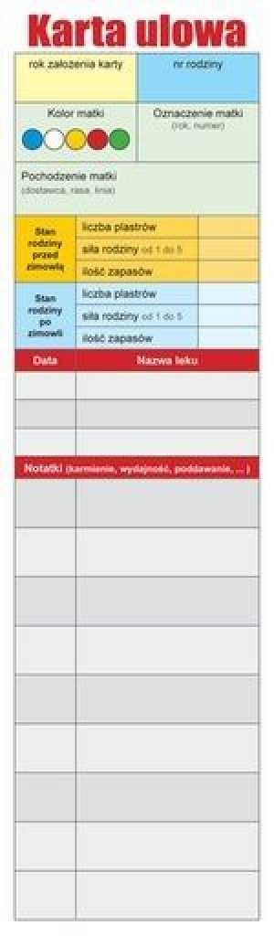 Karta ulowa (10szt) - wzór KU
