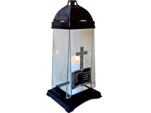 Znicz Lampion Kpl2 Księga Srebro+świeca Led