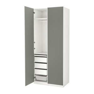 IKEA PAX/REINSVOLL Kombinacja szafy biały/szarozielony 100x60x236 cm
