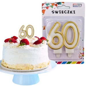 Świeczka Urodzinowa na Tort Cyfra 60 Złota