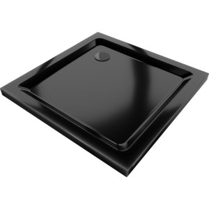 Mexen Flat brodzik kwadratowy slim 90 x 90 cm, czarny, syfon czarny