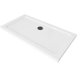 Mexen Flat brodzik prostokątny slim 120 x 70 cm, biały, syfon czarny