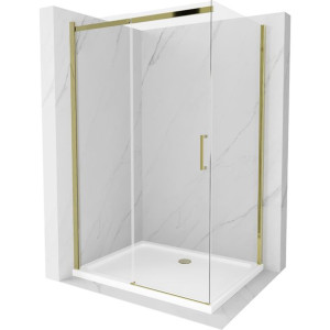 Mexen Omega kabina prysznicowa rozsuwana 110x100 transparent złota brodzik
