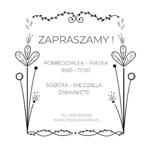 Naklejka na drzwi z godzinami otwarcia lokalu firmy: Wzór 2