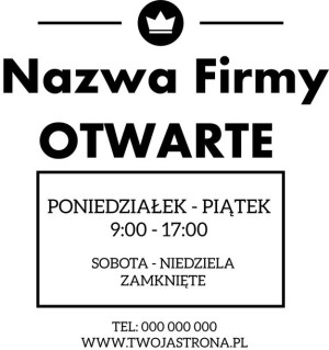 Naklejka na drzwi z godzinami otwarcia lokalu firmy: Wzór 7
