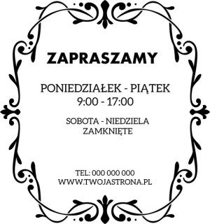 Naklejka na drzwi z godzinami otwarcia lokalu firmy: Wzór 12