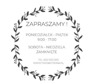Naklejka na drzwi z godzinami otwarcia lokalu firmy: Wzór 22