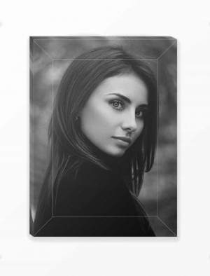 Zdjęcie nagrobkowe prostokąt kryształ 9x12 cm czarno biała fotografia