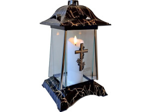 Znicz Lampion Kpl3 Czarno-złoty+swieca Led