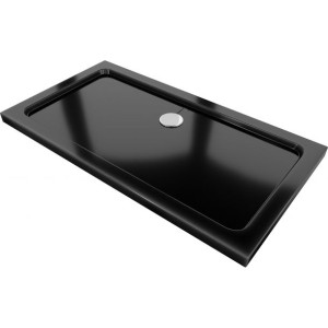 Mexen Flat brodzik prostokątny slim 130 x 70 cm, czarny, syfon chrom