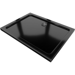 Mexen Flat brodzik prostokątny slim 130 x 90 cm, czarny, syfon czarny