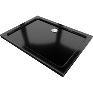 Mexen Flat brodzik prostokątny slim 140 x 100 cm, czarny, syfon chrom