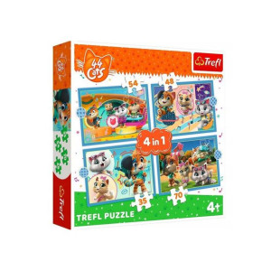 Puzzle 4w1 Kocia Ferajna 44 Koty Cats Trefl 207 El