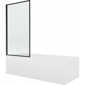 Mexen Vega wanna prostokątna 180x80 cm z obudową i parawanem, czarny wzór