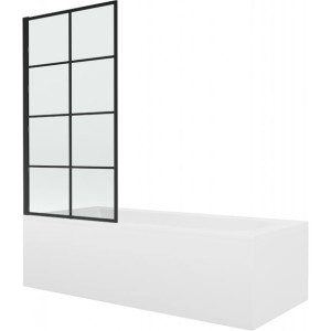 Mexen Vega wanna prostokątna 180x80 cm z obudową i parawanem, czarny wzór
