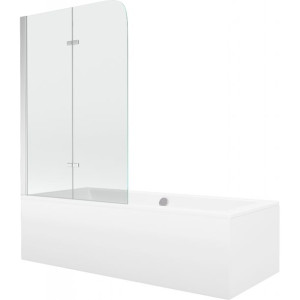 Mexen Cube wanna prostokątna 170 x 80 cm z obudową i parawanem, transparent