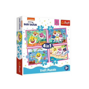 Puzzle 4w1 Rodzina Rekinów Baby Shark 71 El Trefl