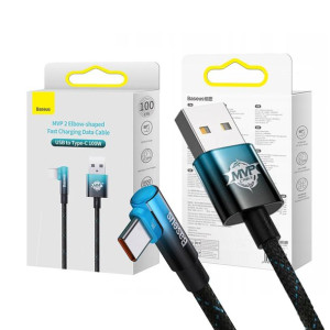 Baseus MVP2 Kabel kątowy USB do USB-C 100W 1m Czarno-Niebieski