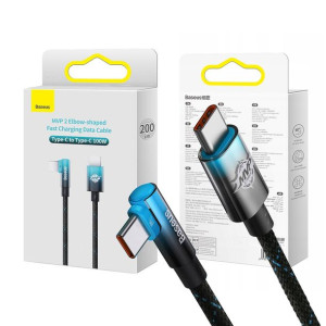 Baseus MVP2 Kabel kątowy USB-C do USB-C 100W 2m Czarno-Niebieski