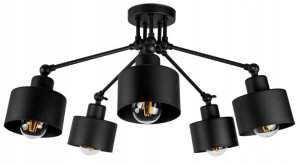 Lampa sufitowa industrialna regulowane ramiona 5xE27