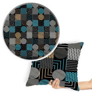 Poszewka na poduszkę ciemna geometryczny patchwork 70x80 cm