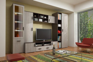 Meblościanka Lara Z Szafą Wenge/trufla Led