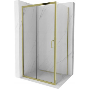 Mexen Apia kabina prysznicowa rozsuwana 95 x 100 cm, transparent, złota