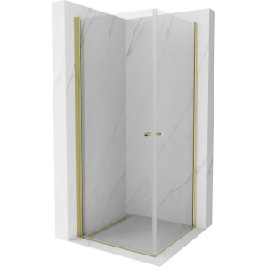 Mexen Pretoria Duo kabina prysznicowa uchylna 100 x 100 transparent, złota