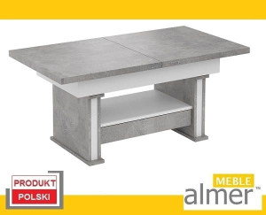 Ławostół Stół Ława L29 Szuflada Rozkładany do 210cm beton jasny biały