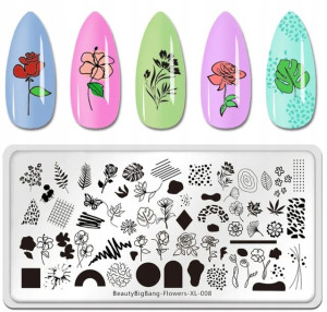 BBB XL-008 blaszka stempel Beauty Bigbang kwiaty