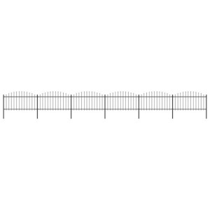 Panele ogrodzeniowe z grotami, stal, (1,25-1,5)x10,2 m, czarne