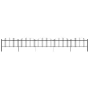 Panele ogrodzeniowe z grotami, stal, (1,25-1,5) x 8,5 m, czarne