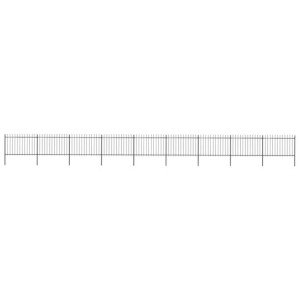 Ogrodzenie z prętów z grotami, stalowe, 15,3 x 1,2 m, czarne