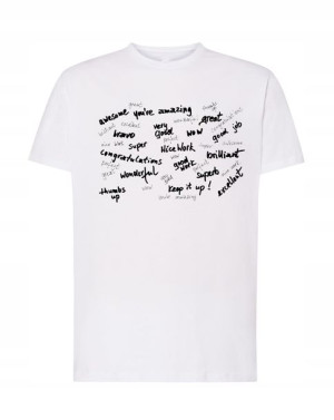 T-Shirt koszulka nadruk napisy Well Done r.XS